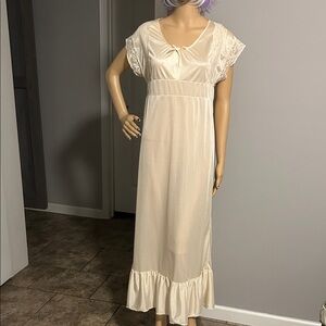 Vintage-Inspired Cream Nightgown / Dress  with Lace Sleeves